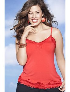 Seamless cami with floral lace by Lane Bryant